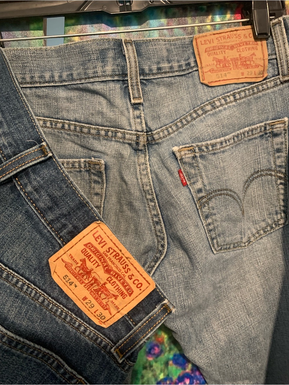 2 Levi's 514 Men's Light & Med Blue Denim slim straight Jeans W29 L30 - Picture 1 of 7